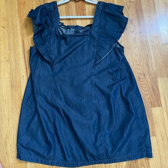 ANA Dark Chambray flutter short sleeve sheath shirt dress 2X - Picture 4 of 6